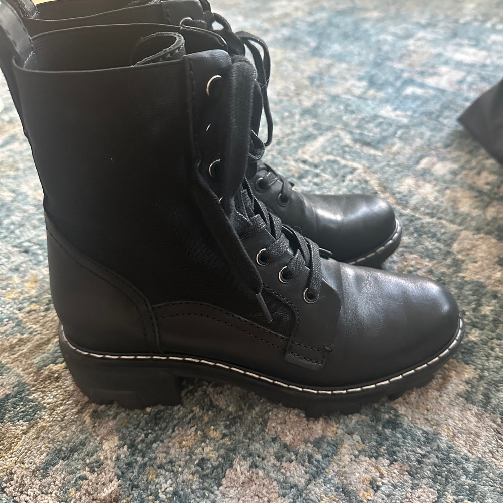 Rag & Bone Black Lace Up Combat Boots - Picture 2 of 6